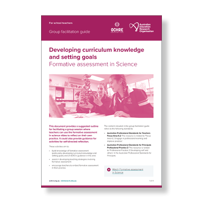 Cover of formative assessment in science group facilitation guide