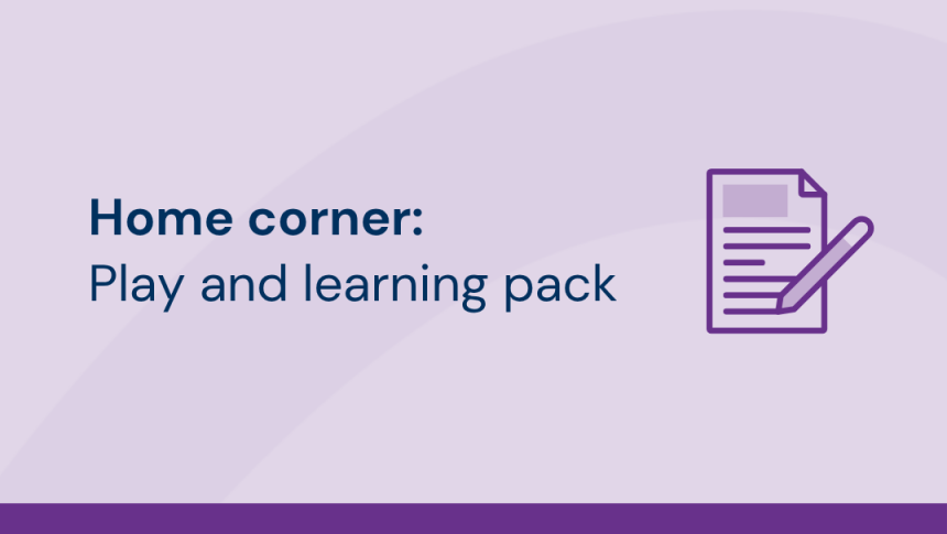 Thumbnail with title 'Home corner: Play and learning pack' showing an icon of a page being written on