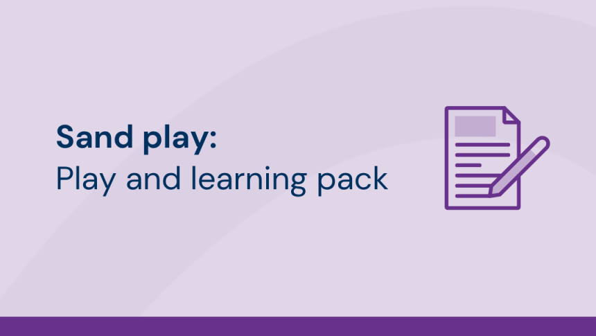 Thumbnail with title 'Sand play: Play and learning pack' showing an icon of a page being written on