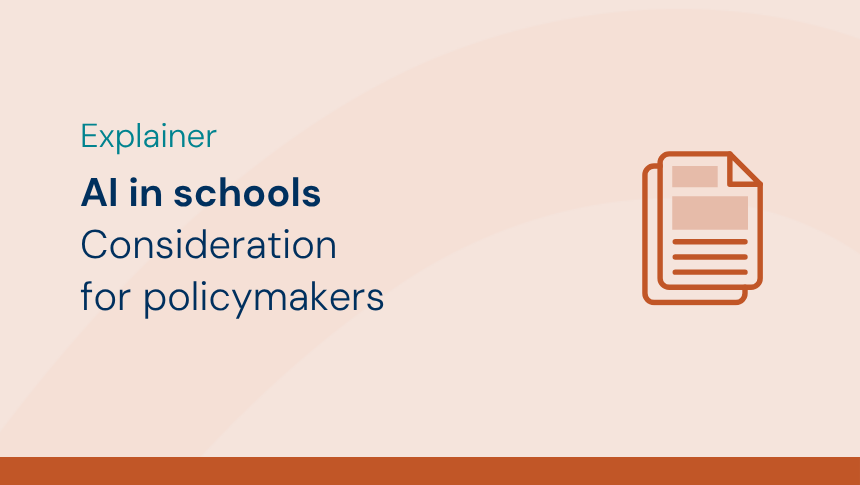 Thumbnail with title: 'AI in schools - Considerations for policymakers' and an icon of pages