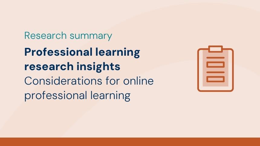 Thumbnail with title 'Professional learning research insights: Considerations for online professional learning' and icon of a checklist