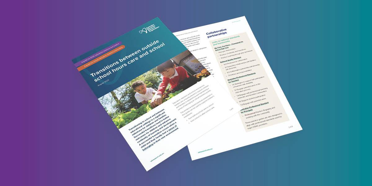 Transitions between school and outside school hours care practice guide cover